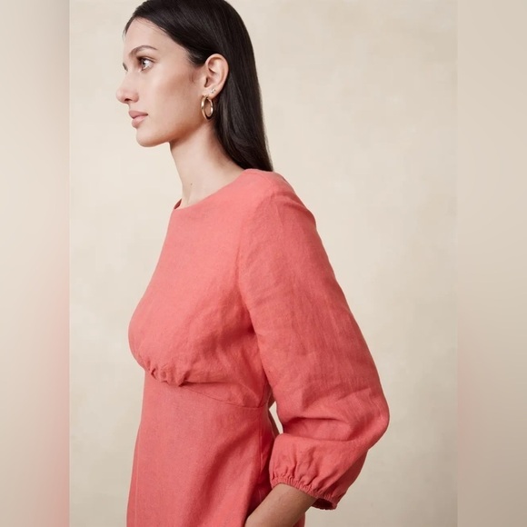 NWT! Banana Republic Black Lisa Open-Back Linen Dress - Size 14 Tall & 20 Reg🦚 - Picture 5 of 7